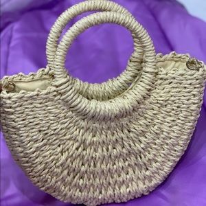 Brand New Woven Khaki Satchel Bag